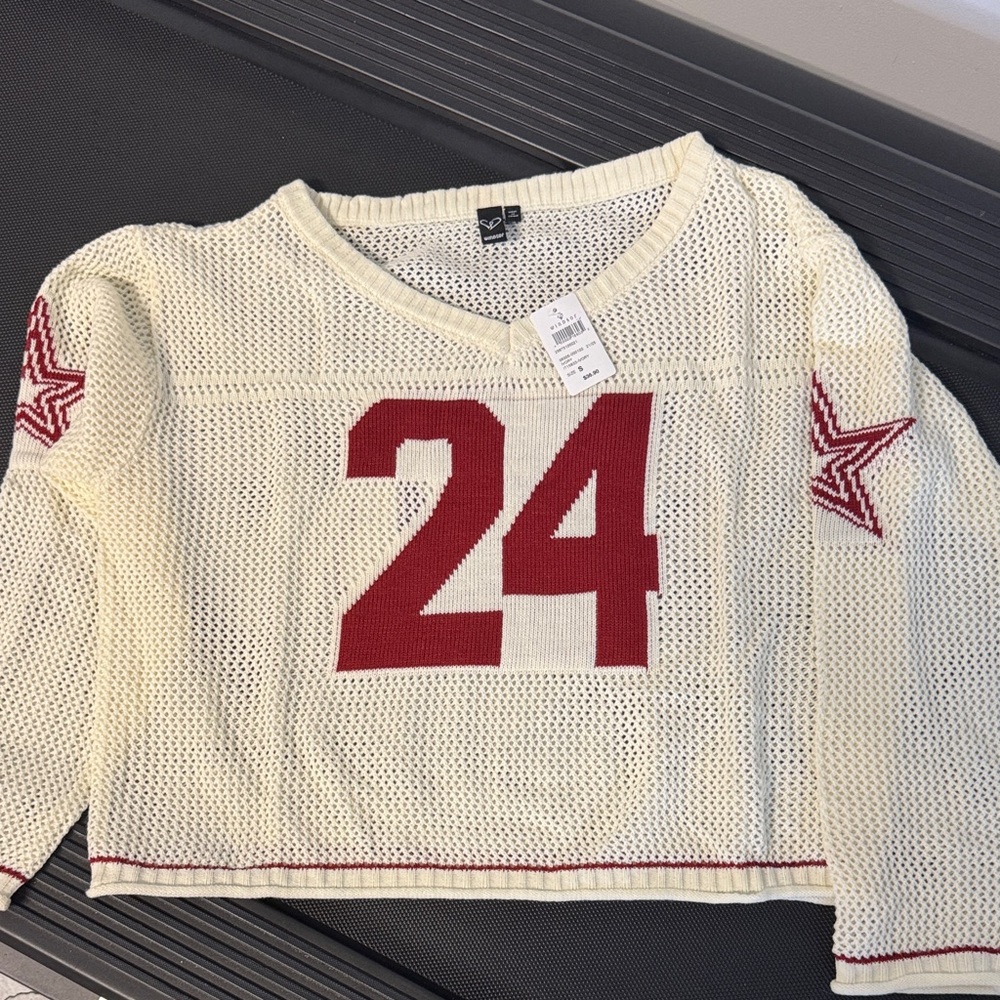 Windsor Cream and Red Knit Sweater